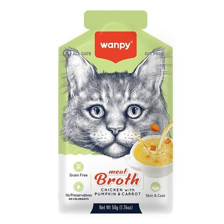 Wanpy Tavuk Etli BalKabaklı ve Havuçlu Tahılsız Kedi Çorbası 50gr