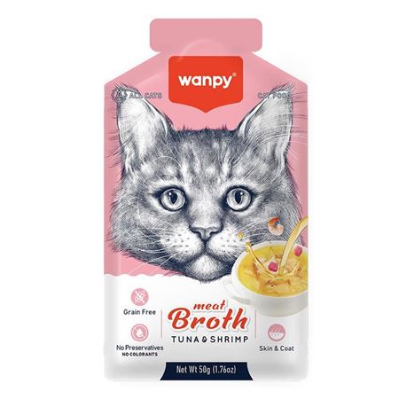 Wanpy Ton Balıklı ve Karidesli Tahılsız Kedi Çorbası 50gr