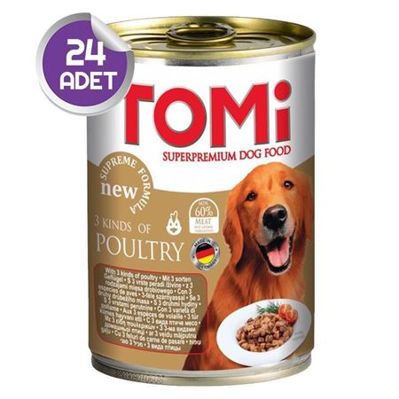 Tomi 3 Çesit Kümes Hayvanlı Yetişkin Köpek Konservesi 24x400gr