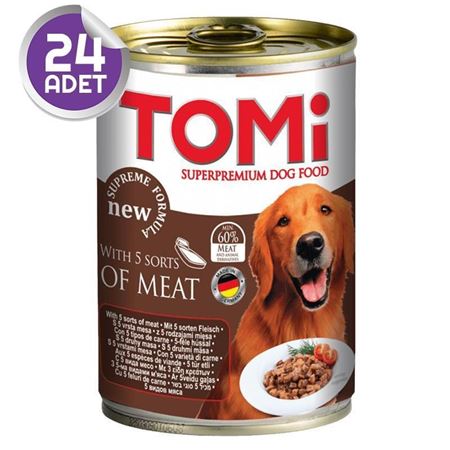 Tomi 5 Çesit Etli Yetişkin Köpek Konservesi 24x400gr