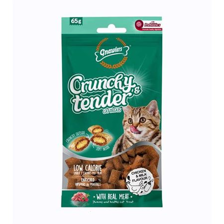 Gnawlers Crunchy Tavuklu ve Sütlü Prebiotik Destekli Kedi Ödül Maması 65gr