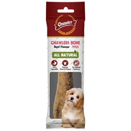 Gnawlers Biftekli Köpek Ödül Kemiği 12.5cm [M]