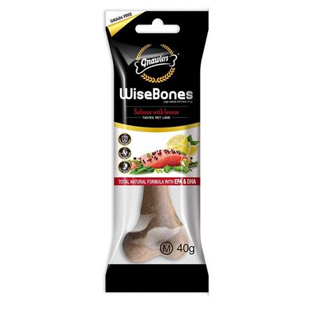 Gnawlers Wise Bone Somonlu ve Limon Aromalı Köpek Ödül Kemiği 40gr [M]