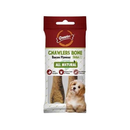 Gnawlers Bacon Aromalı Köpek Ödül Kemiği 11.5cm [2'li] [M]